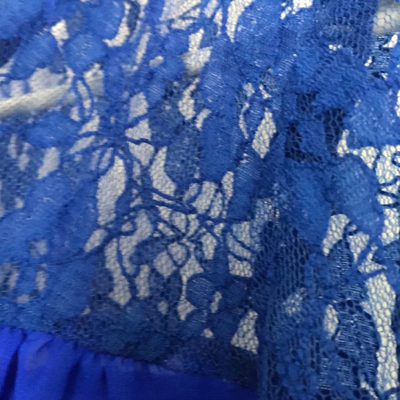 Royal Blue Lace Sheer Top - Picture 4 of 12
